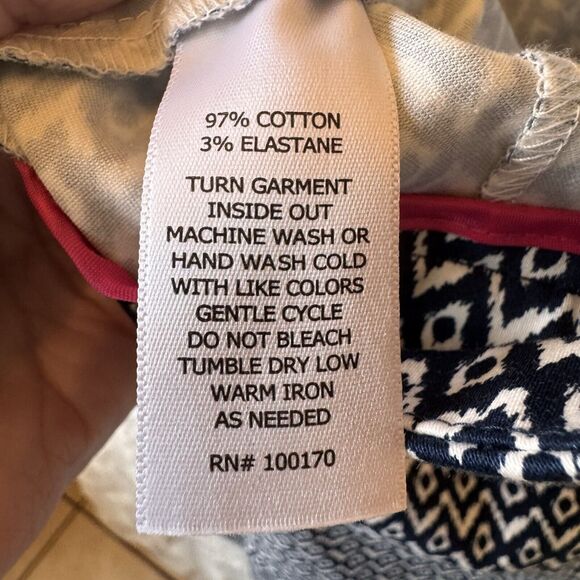 Kenar Cropped Pants Women's Size 4 Blue & White Geometric Print Trousers NEW NWT - Picture 6 of 10